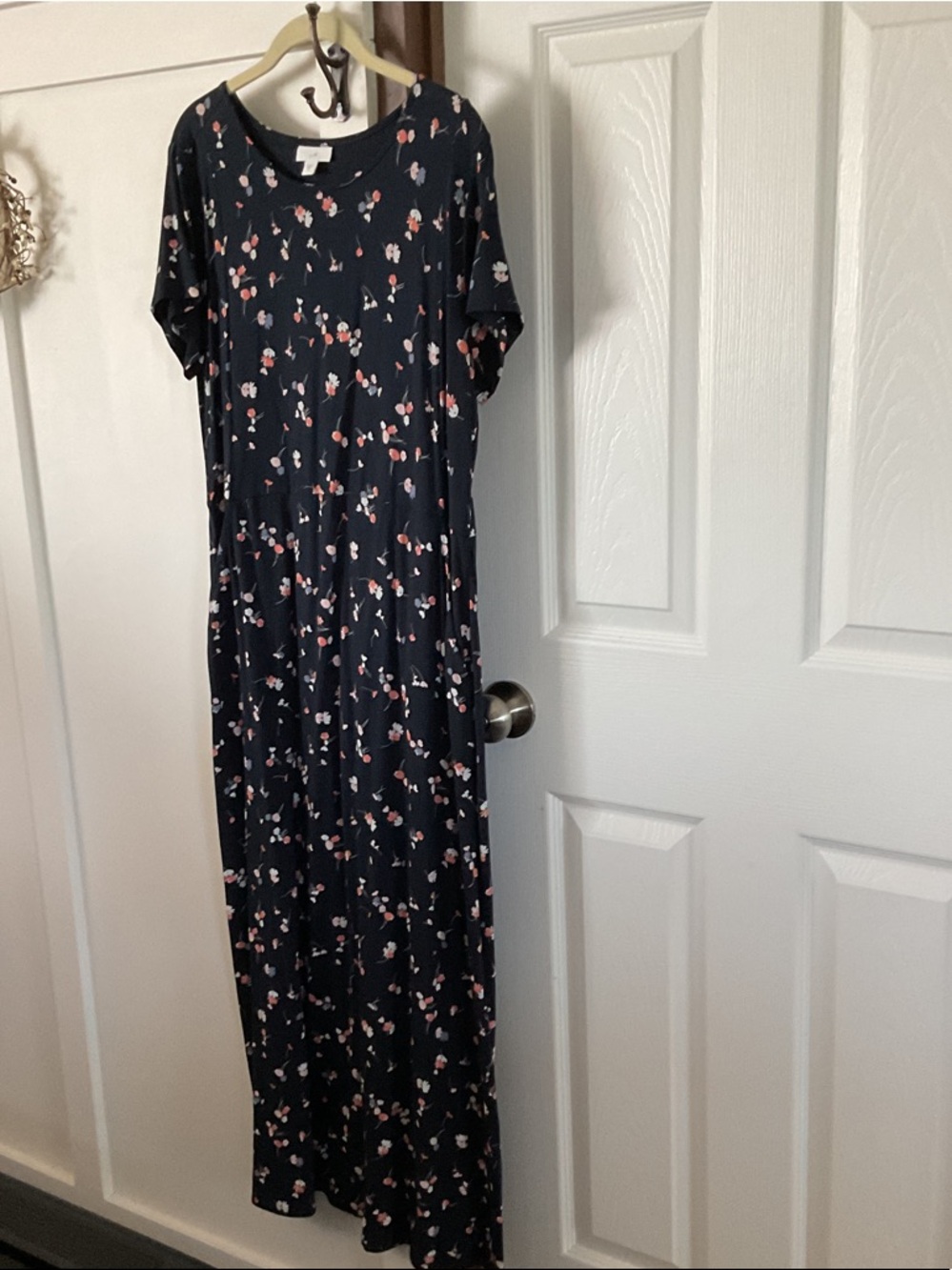 J. Jill Navy Dress with Pink & Cream Floral Print